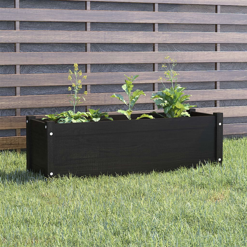 Garden Planter Black 100x31x31 cm Solid Pinewood
