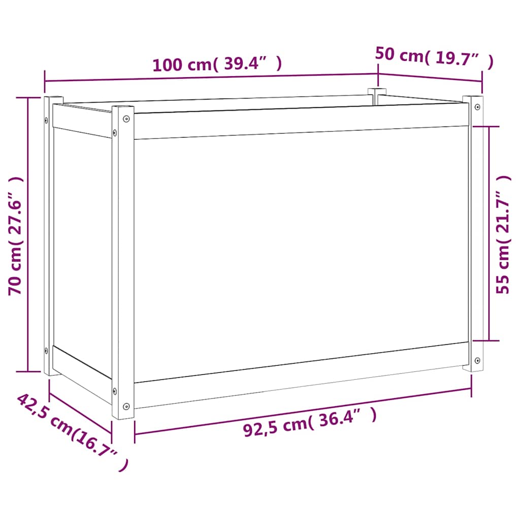 Garden Planter 100x50x70 cm Solid Pinewood