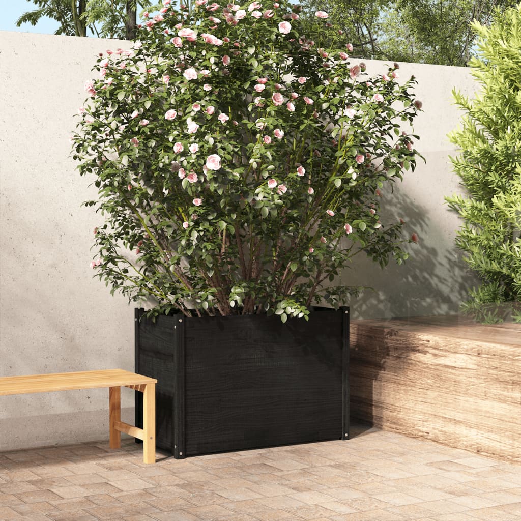 Garden Planter Black 100x50x70 cm Solid Pinewood