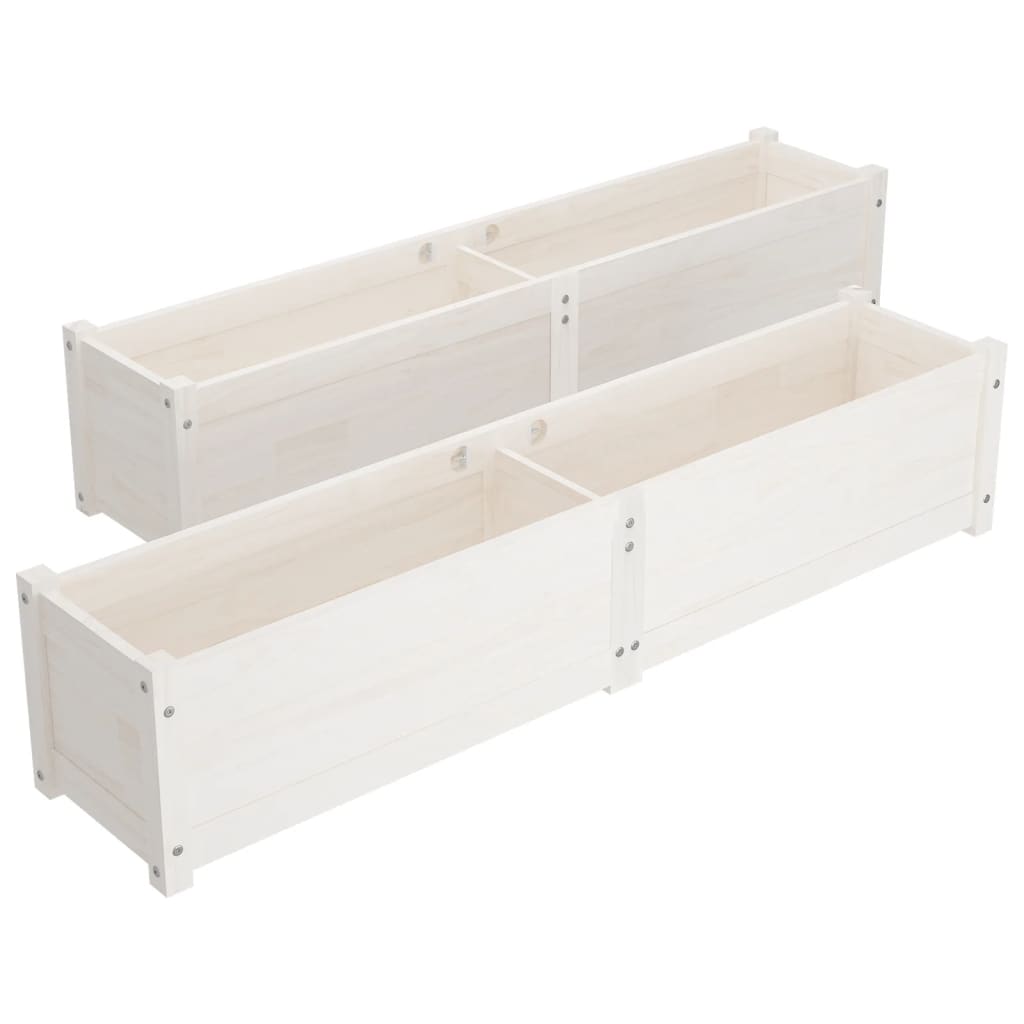 Garden Raised Beds 2 pcs White 150x31x31 cm Solid Pinewood