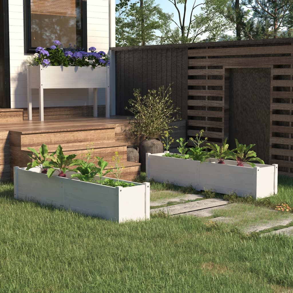 Garden Raised Beds 2 pcs White 150x31x31 cm Solid Pinewood