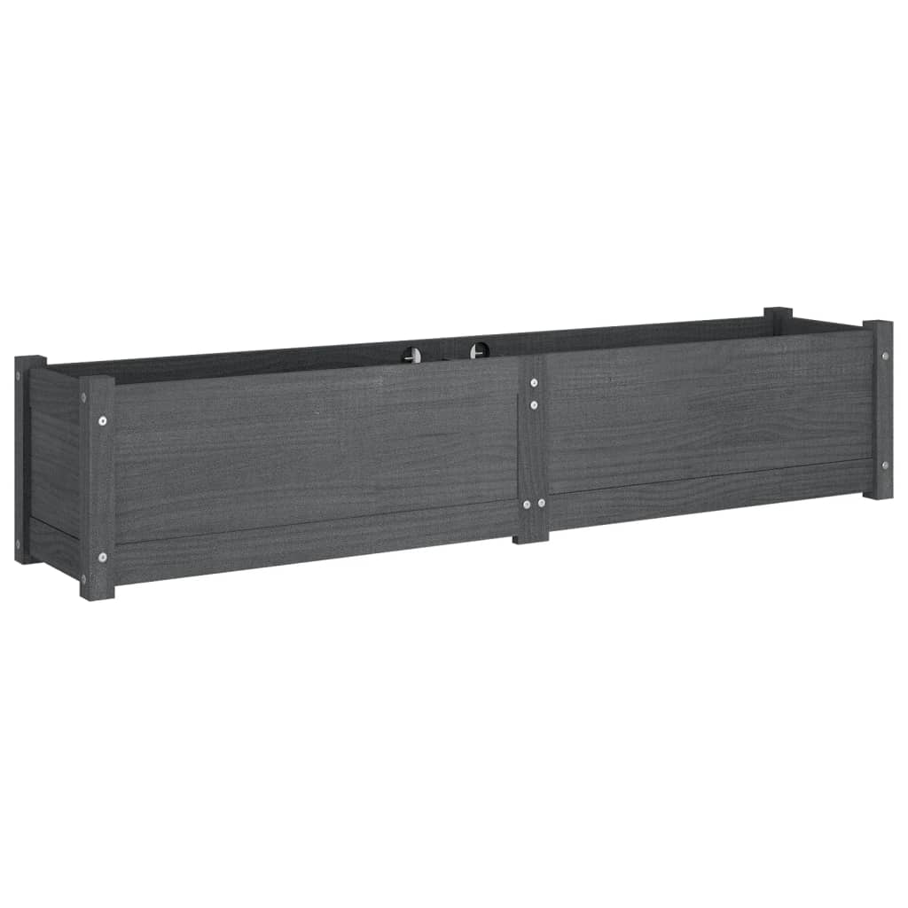 Garden Raised Beds 2 pcs Grey 150x31x31 cm Solid Pinewood
