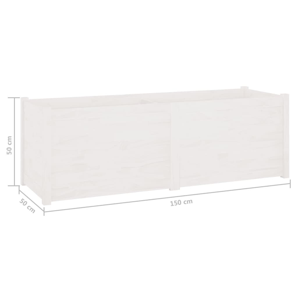 Garden Planter White 150x50x50 cm Solid Pinewood