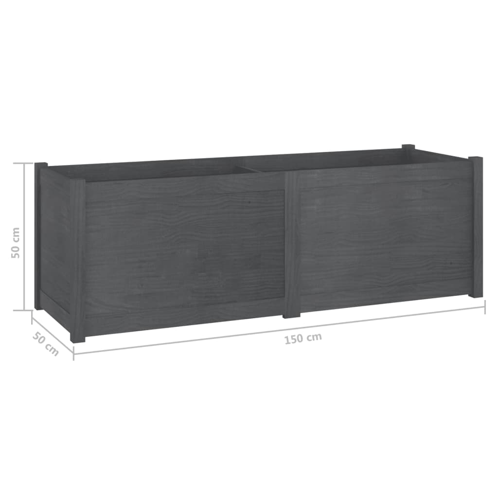 Garden Planter Grey 150x50x50 cm Solid Pinewood