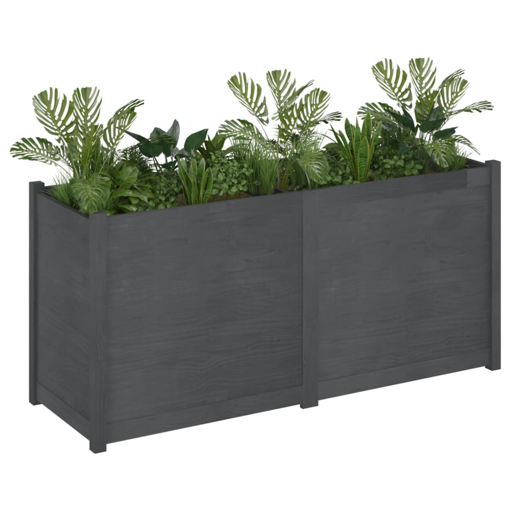 Garden Planter Grey 150x50x70 cm Solid Pinewood