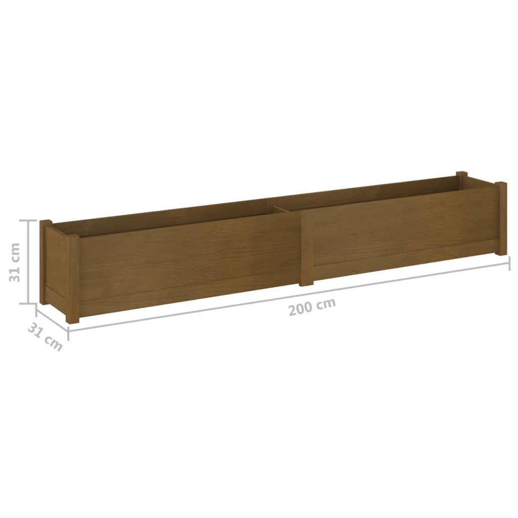 Garden Planters 2 pcs Honey Brown 200x31x31 cm Solid Pinewood