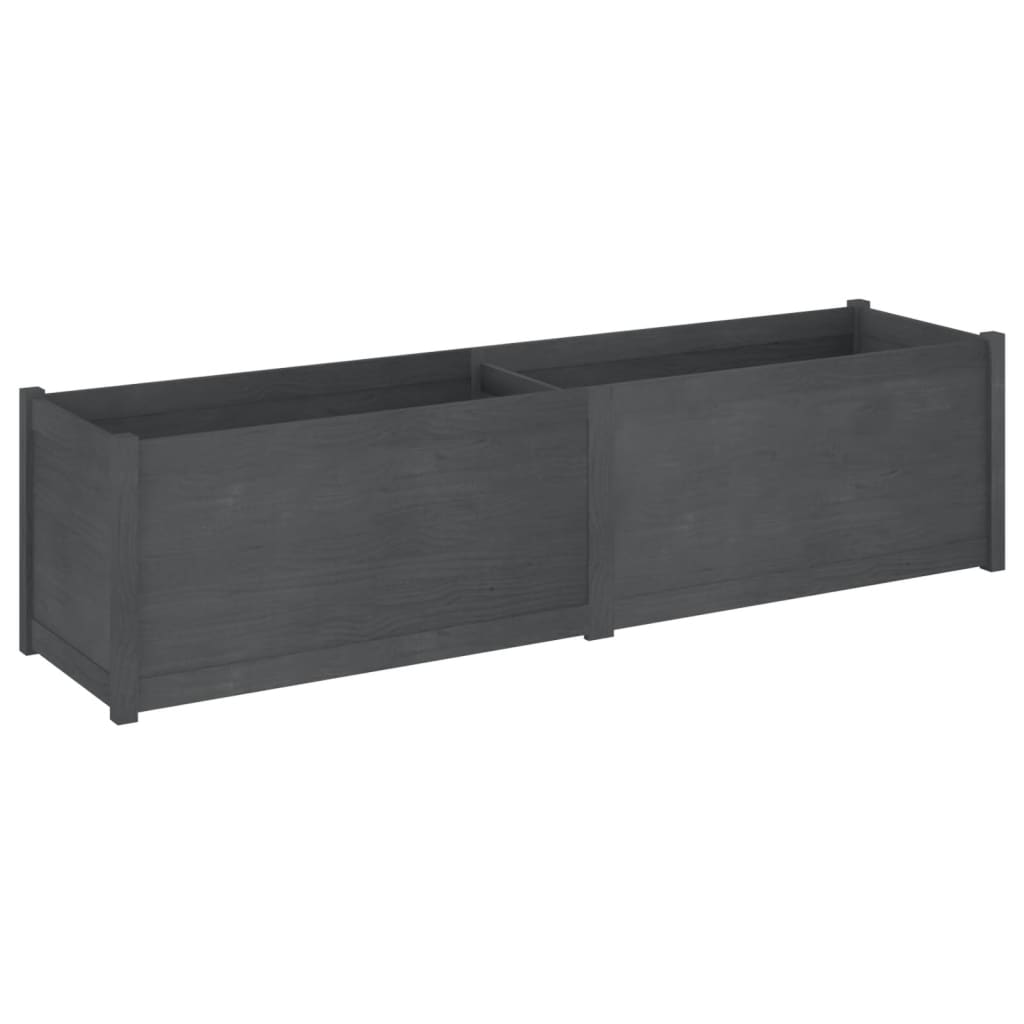 Garden Planter Grey 200x50x50 cm Solid Pinewood