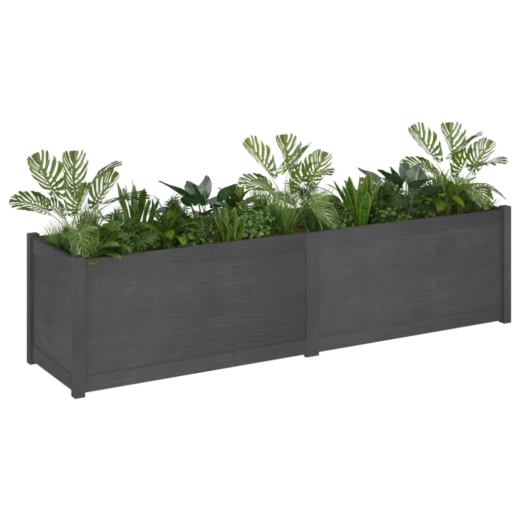 Garden Planter Grey 200x50x50 cm Solid Pinewood