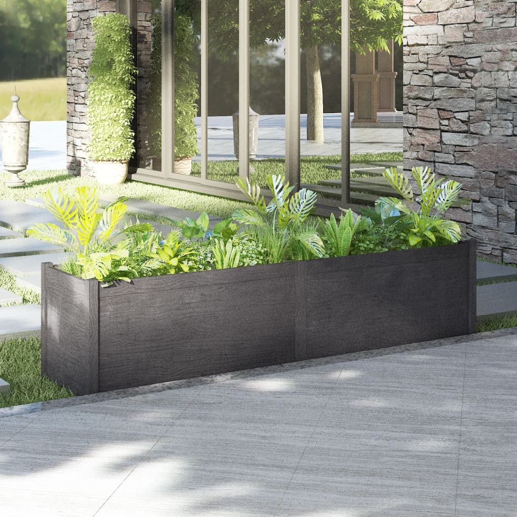 Garden Planter Grey 200x50x50 cm Solid Pinewood