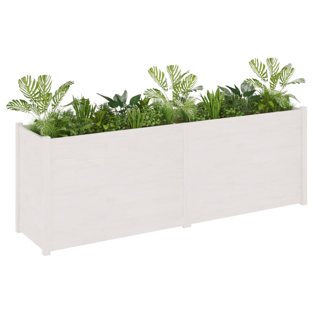 Garden Planter White 200x50x70 cm Solid Wood Pine