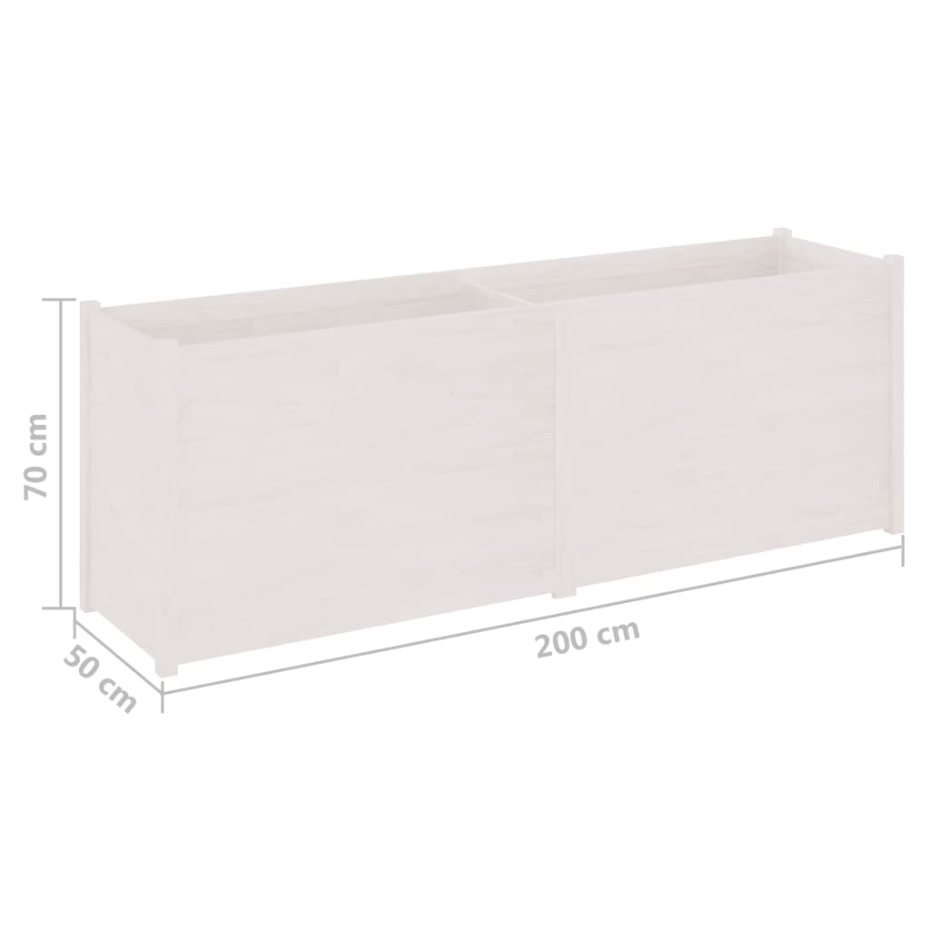 Garden Planter White 200x50x70 cm Solid Wood Pine