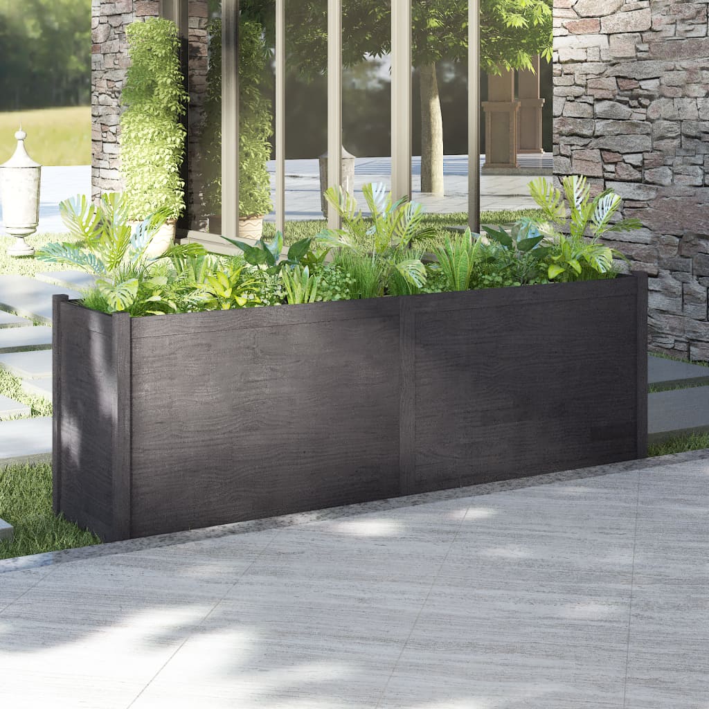 Garden Planter Grey 200x50x70 cm Solid Pinewood