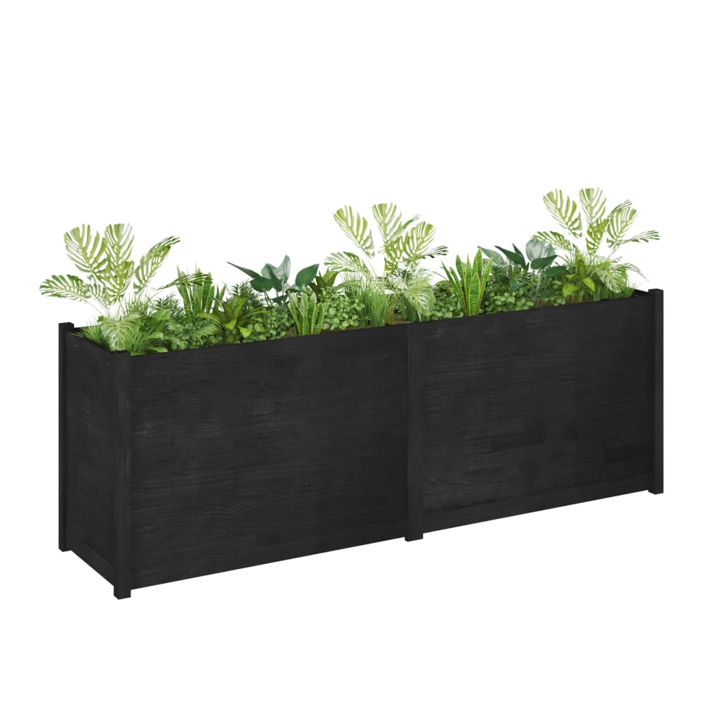 Garden Planter Black 200x50x70 cm Solid Pinewood