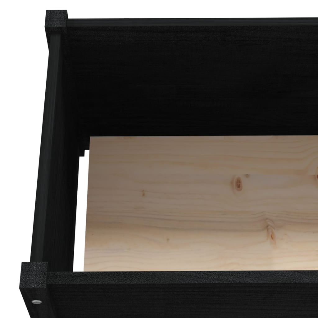 Garden Planter Black 200x50x70 cm Solid Pinewood