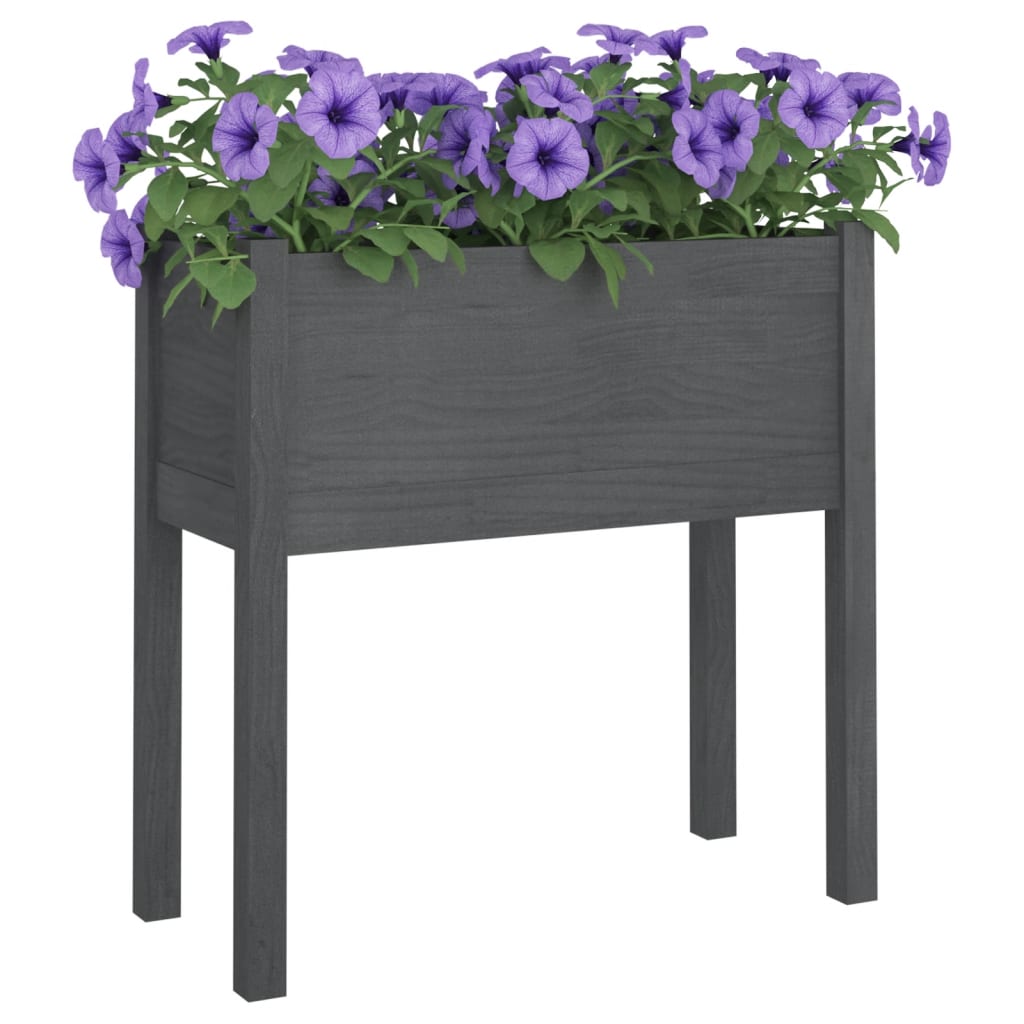Garden Planters 2 pcs Grey 70x31x70 cm Solid Pinewood