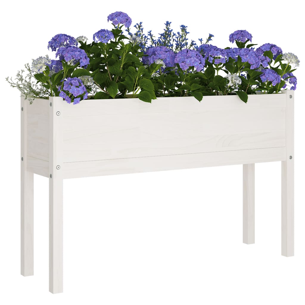 Garden Planter White 110x31x70 cm Solid Pinewood