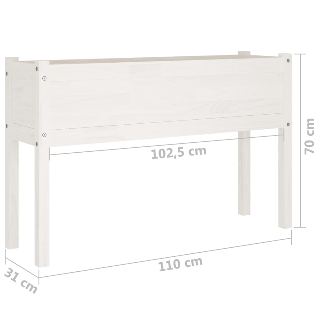 Garden Planter White 110x31x70 cm Solid Pinewood