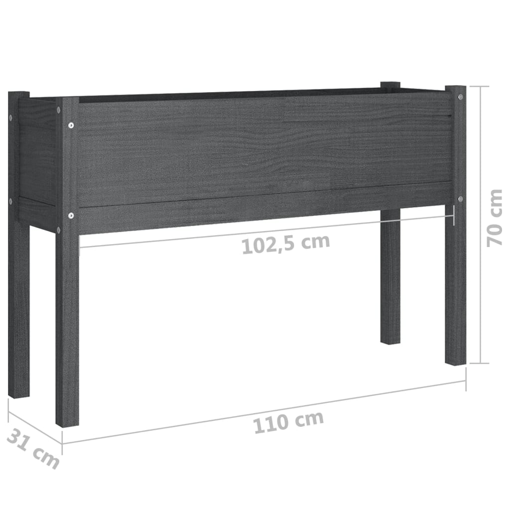 Garden Planter Grey 110x31x70 cm Solid Pinewood
