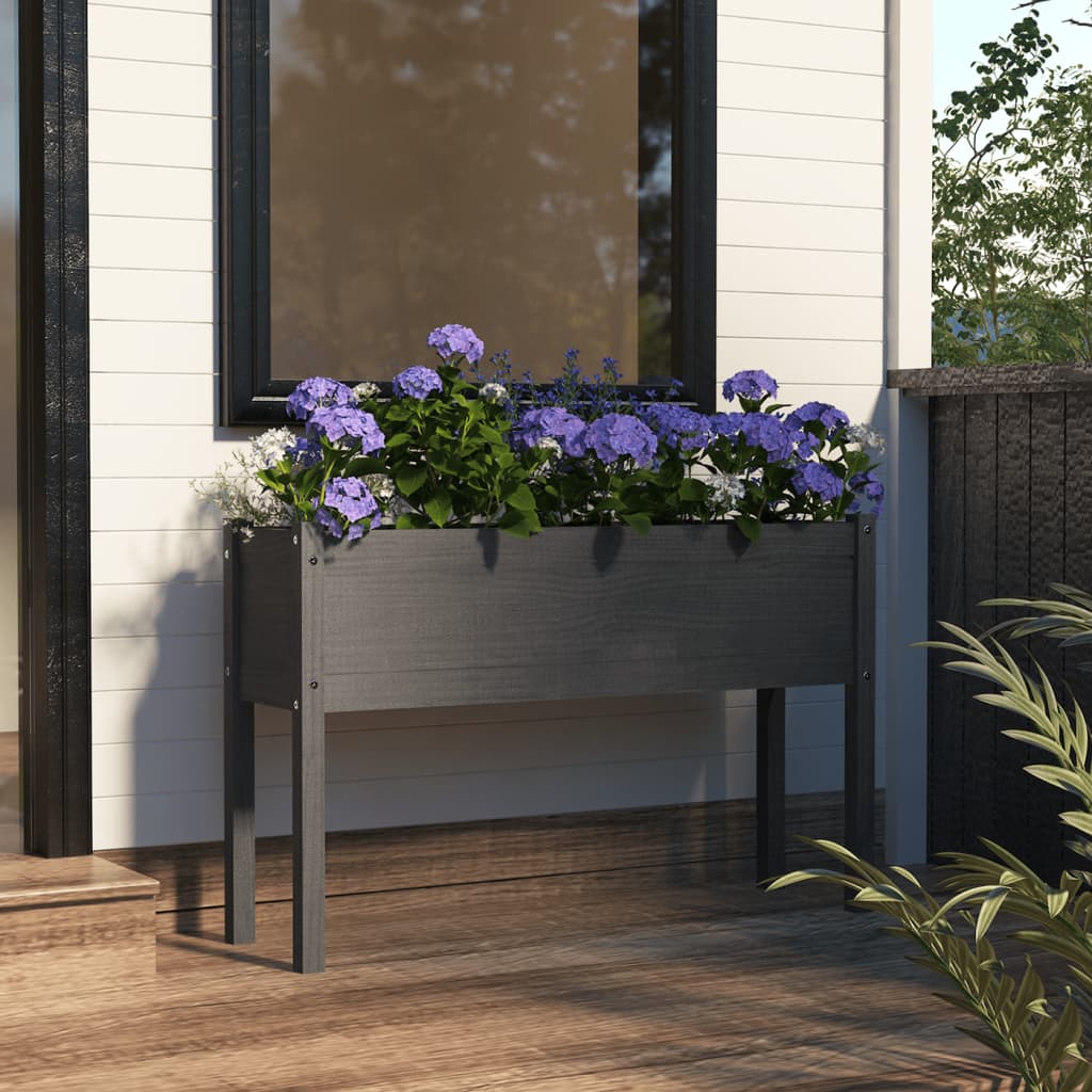 Garden Planter Grey 110x31x70 cm Solid Pinewood