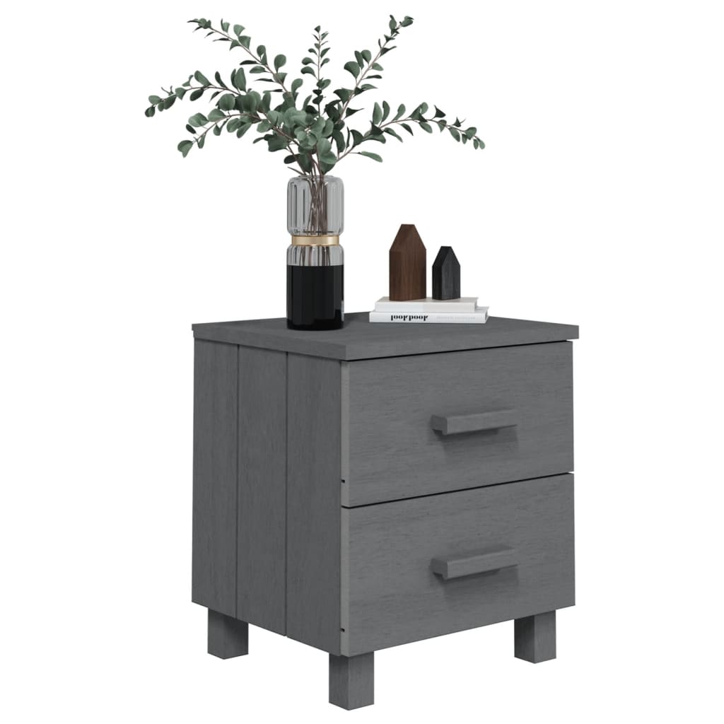 Bedside Cabinet "HAMAR" Dark Grey 40x35x44.5 cm Solid Pinewood