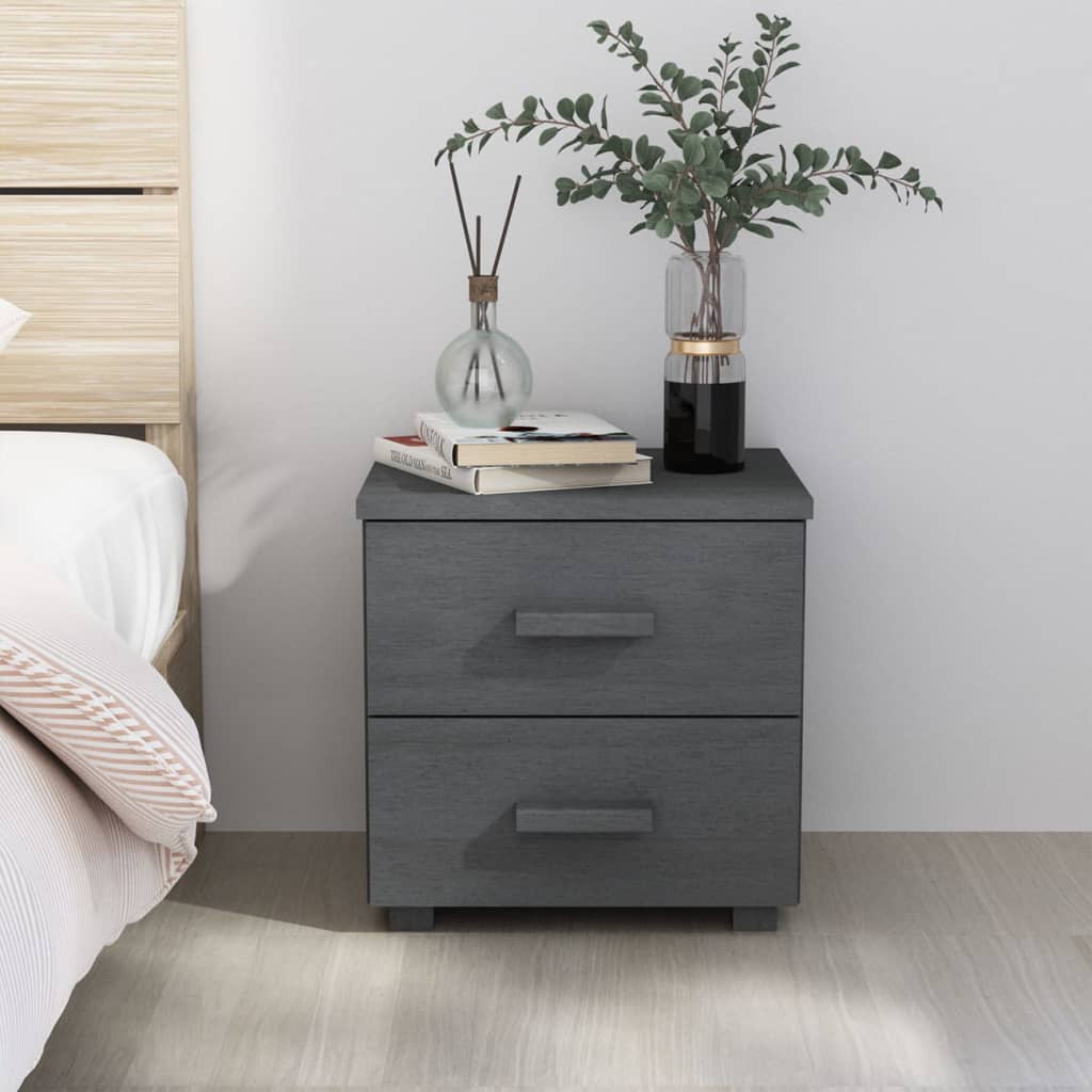 Bedside Cabinet "HAMAR" Dark Grey 40x35x44.5 cm Solid Pinewood