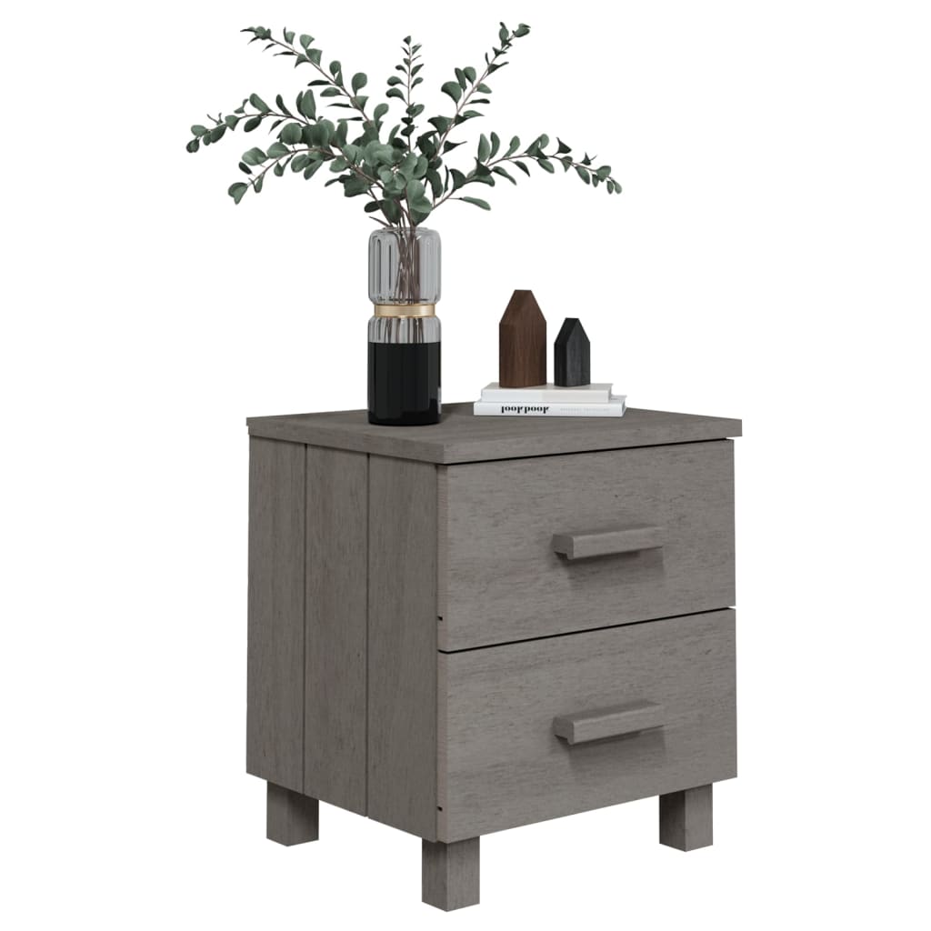 Bedside Cabinet "HAMAR" Light Grey 40x35x44.5 cm Solid Pinewood