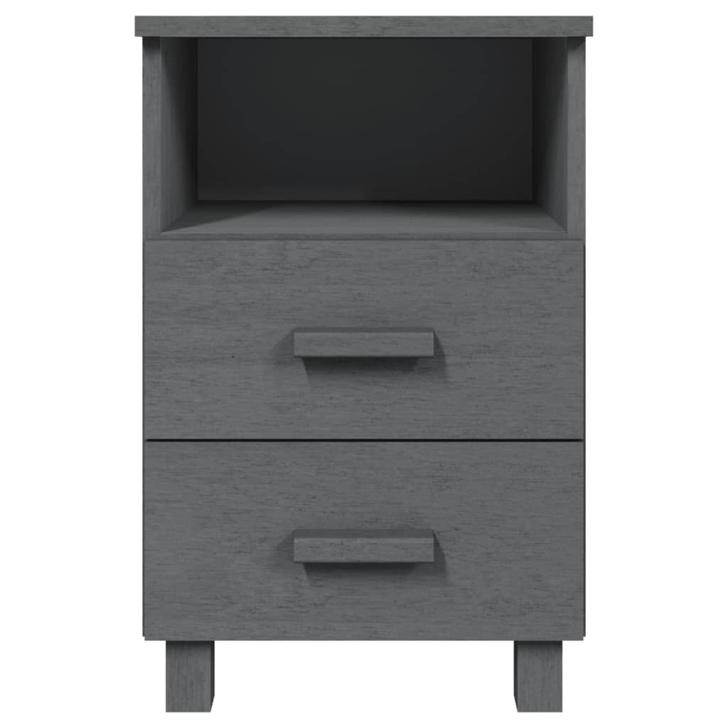 Bedside Cabinet "HAMAR" Dark Grey 40x35x62 cm Solid Wood Pine