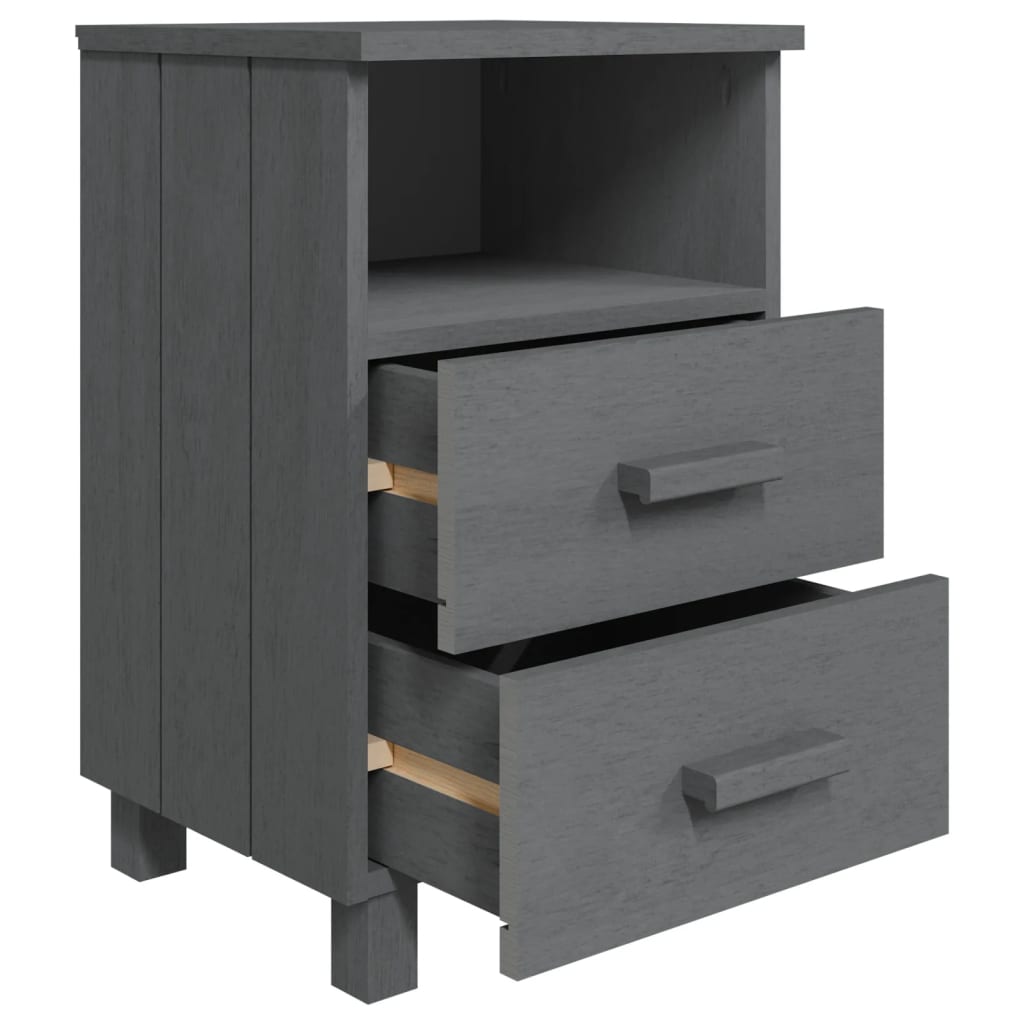 Bedside Cabinet "HAMAR" Dark Grey 40x35x62 cm Solid Wood Pine