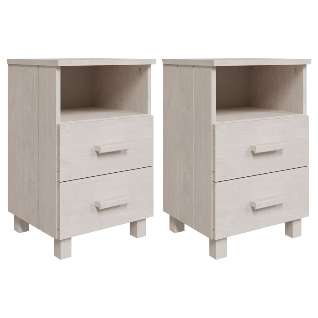 Bedside Cabinets"HAMAR"2 pcs White 40x35x62 cm Solid Wood