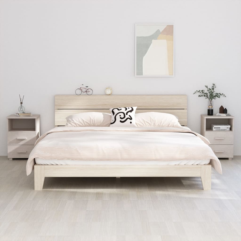 Bedside Cabinets"HAMAR"2 pcs White 40x35x62 cm Solid Wood