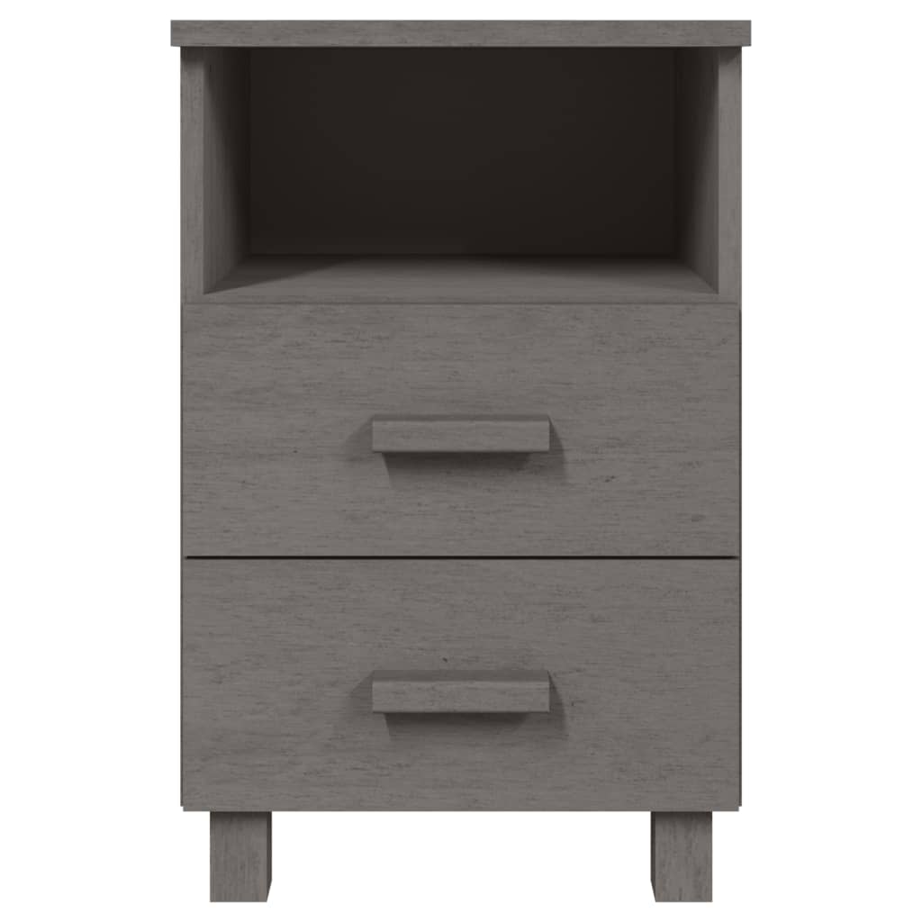 Bedside Cabinets"HAMAR"2 pcs Light Grey 40x35x62 cm Solid Wood