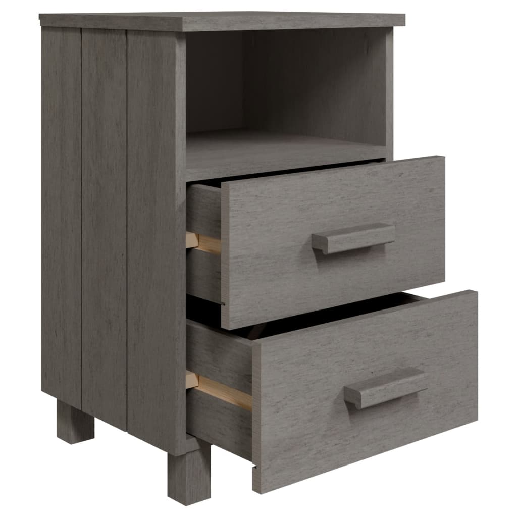 Bedside Cabinets"HAMAR"2 pcs Light Grey 40x35x62 cm Solid Wood
