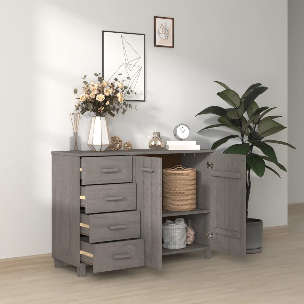 Sideboard "HAMAR" Light Grey 113x40x80 cm Solid Wood Pine