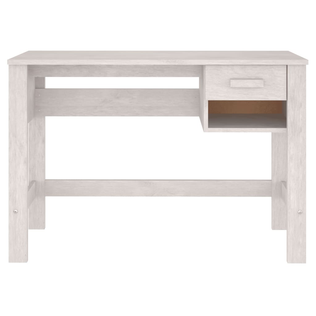 Desk "HAMAR" White 110x40x75 cm Solid Wood Pine