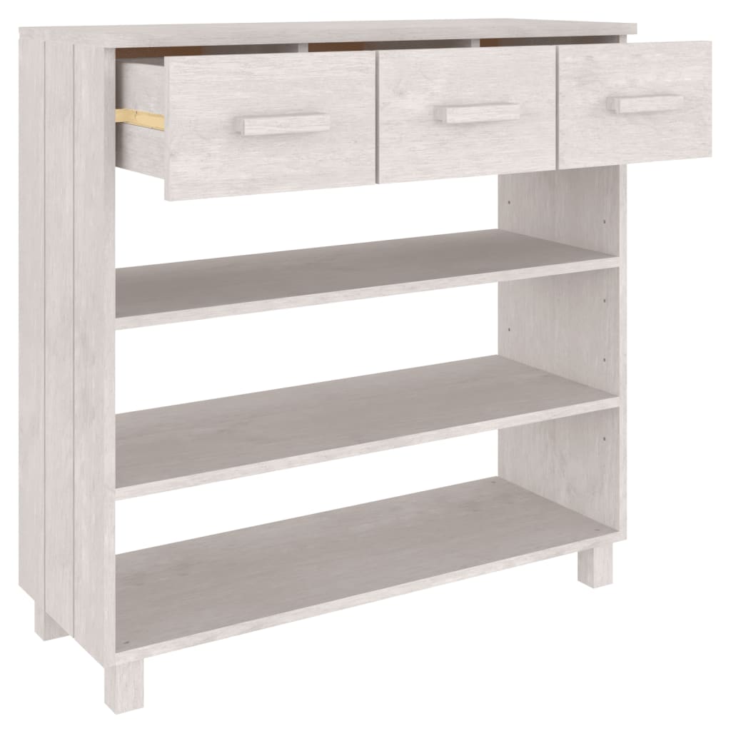 Console Table "HAMAR" White 90x35x90 cm Solid Wood Pine