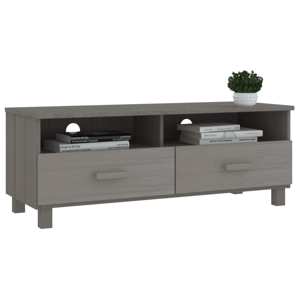 TV Cabinet "HAMAR" Light Grey 106x40x40 cm Solid Wood Pine