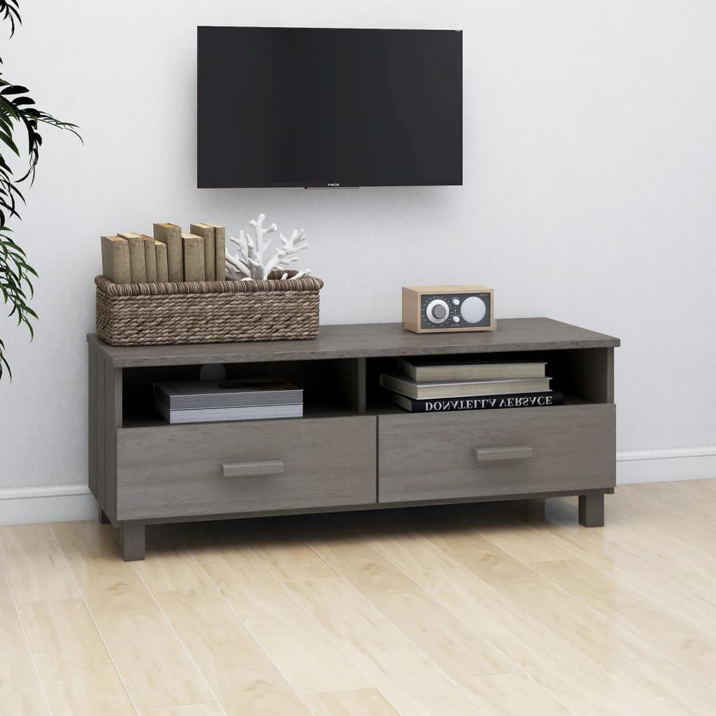 TV Cabinet "HAMAR" Light Grey 106x40x40 cm Solid Wood Pine