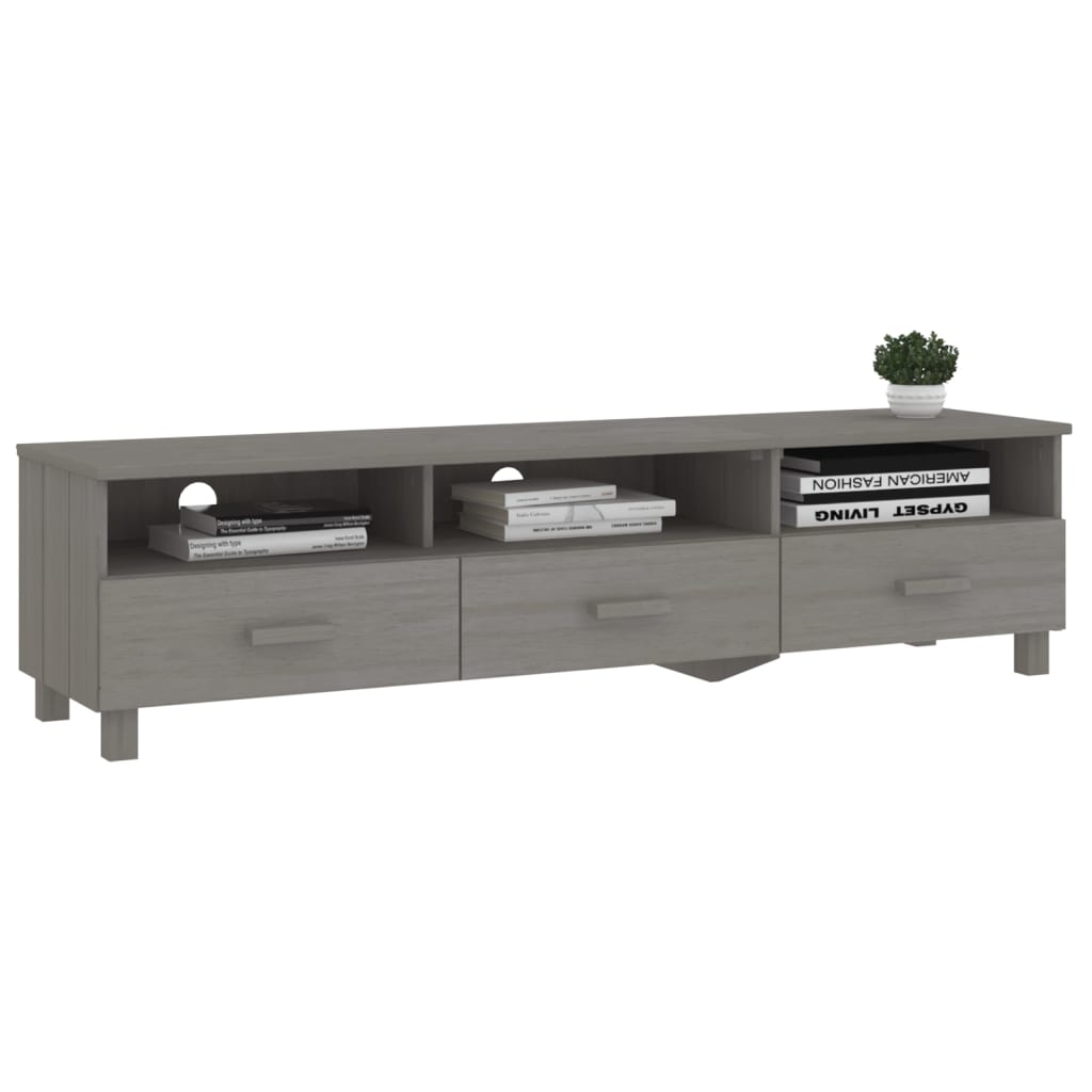 TV Cabinet "HAMAR" Light Grey 158x40x40 cm Solid Wood Pine