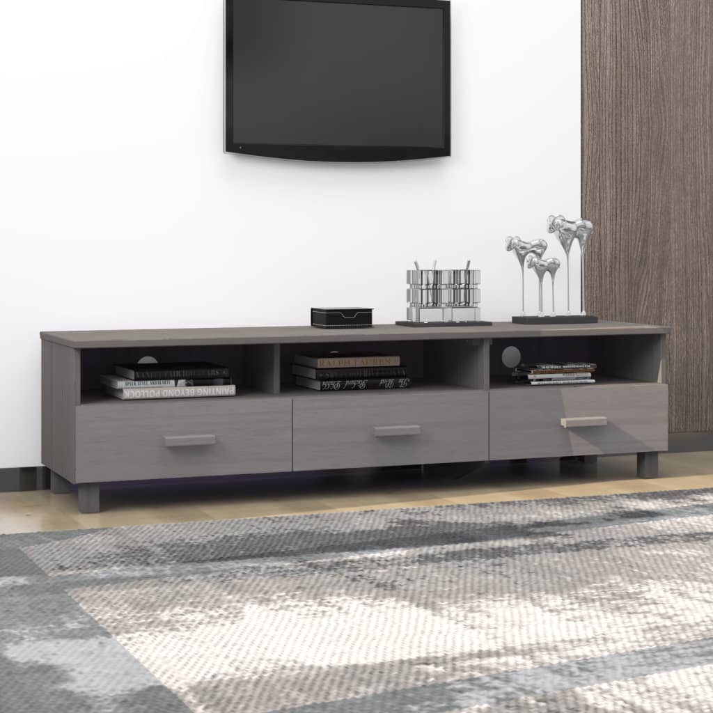 TV Cabinet "HAMAR" Light Grey 158x40x40 cm Solid Wood Pine
