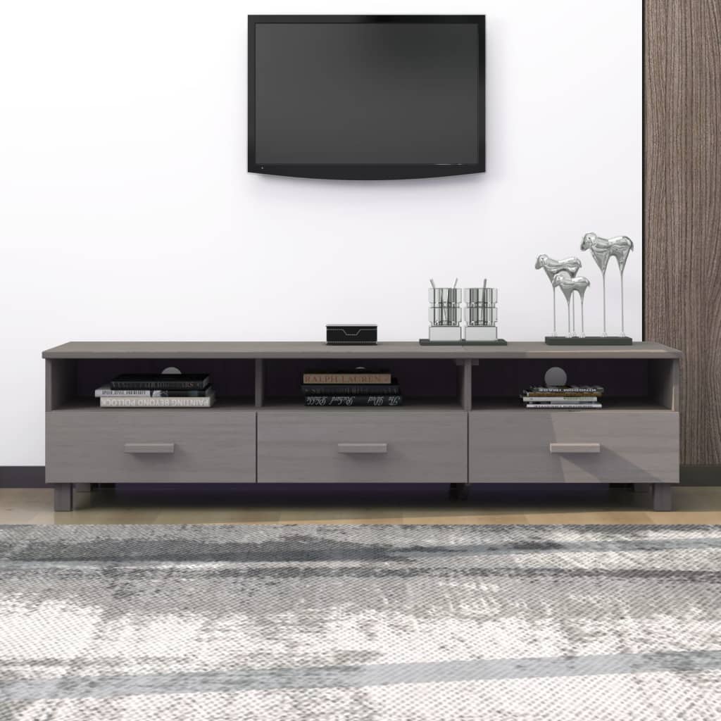 TV Cabinet "HAMAR" Light Grey 158x40x40 cm Solid Wood Pine