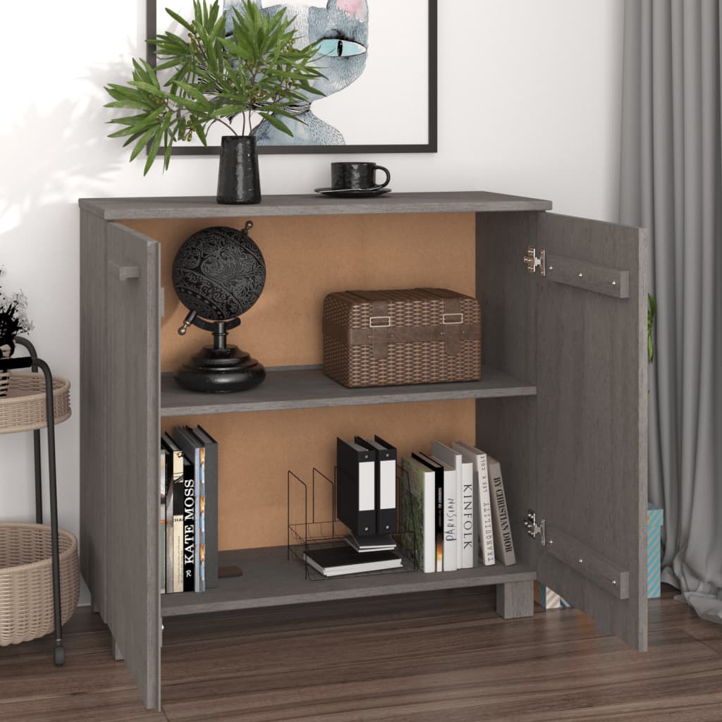Sideboard "HAMAR" Light Grey 85x35x80 cm Solid Wood Pine