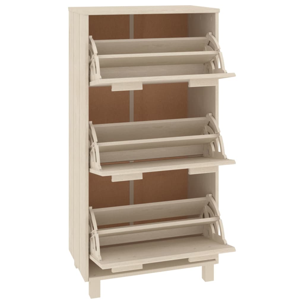 Shoe Cabinet "HAMAR" Honey Brown 59.5x35x117 cm Solid Wood Pine