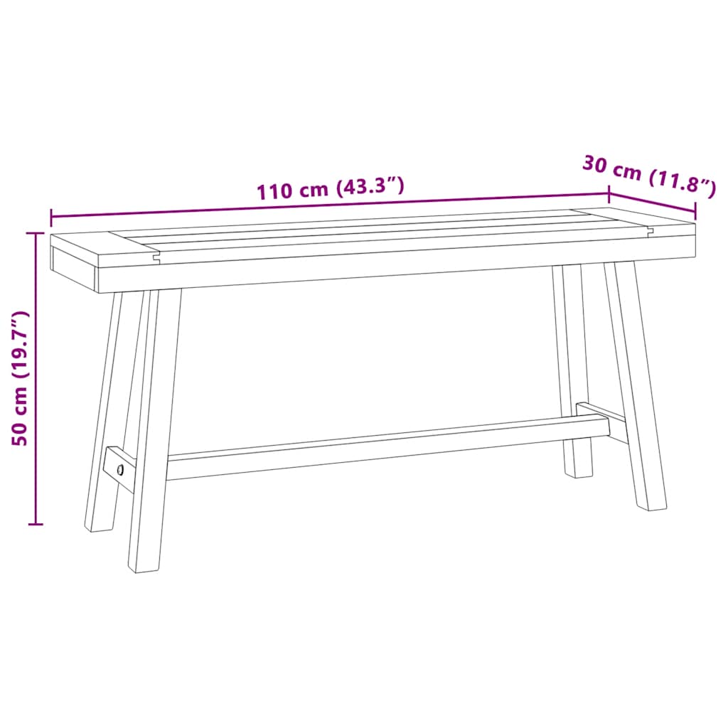 Bench 110 cm Solid Wood Teak