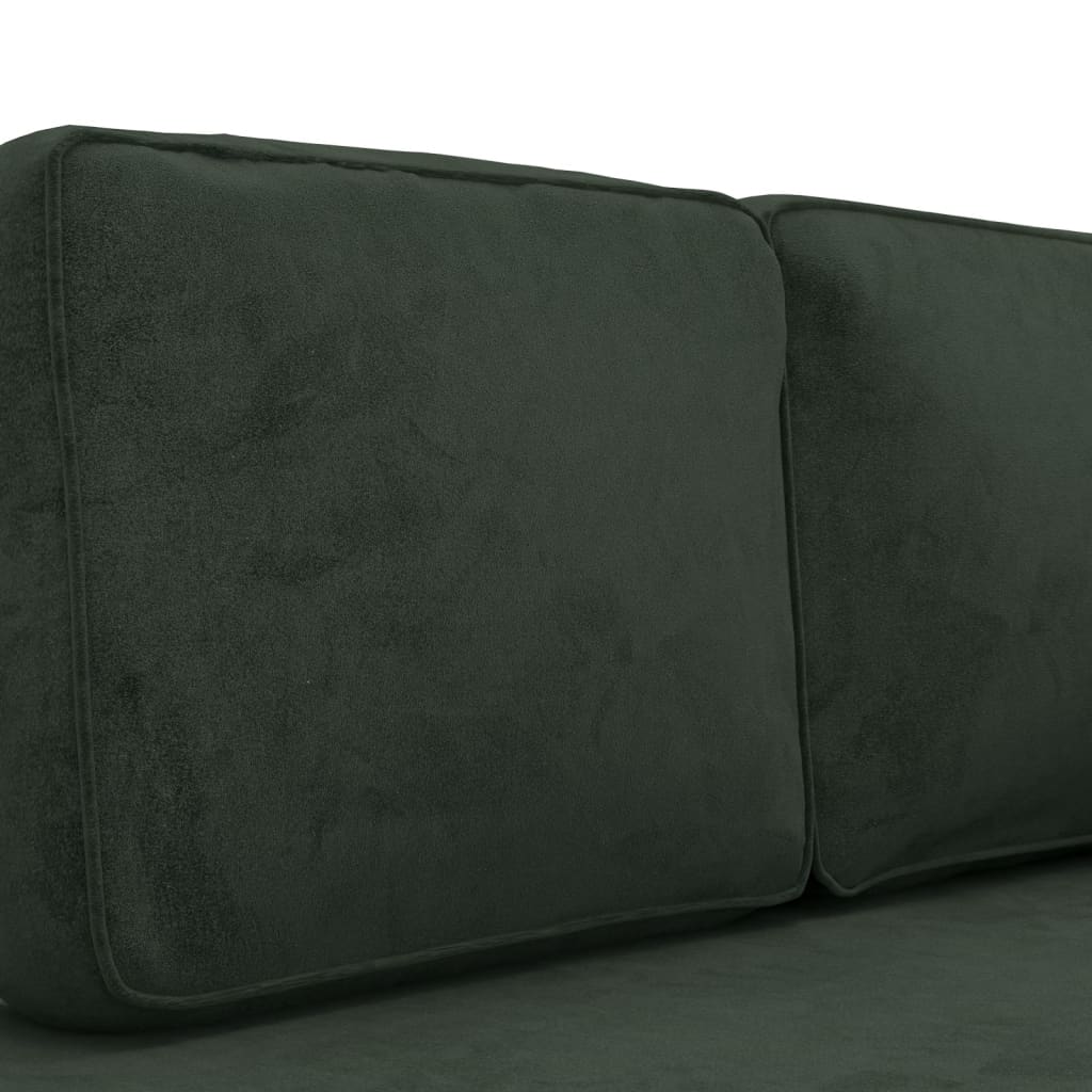 Chaise Lounge with Cushions and Bolster Dark Green Velvet