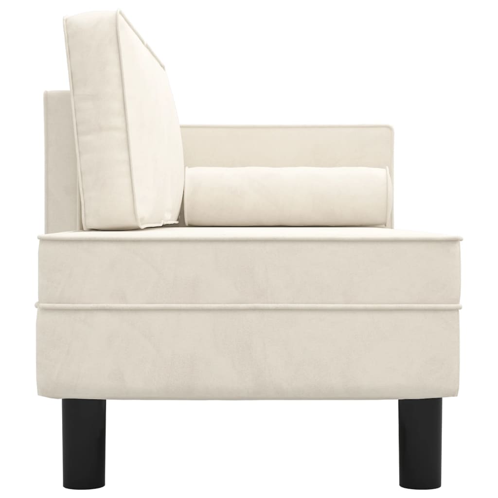 Chaise Lounge with Cushions and Bolster Cream Velvet