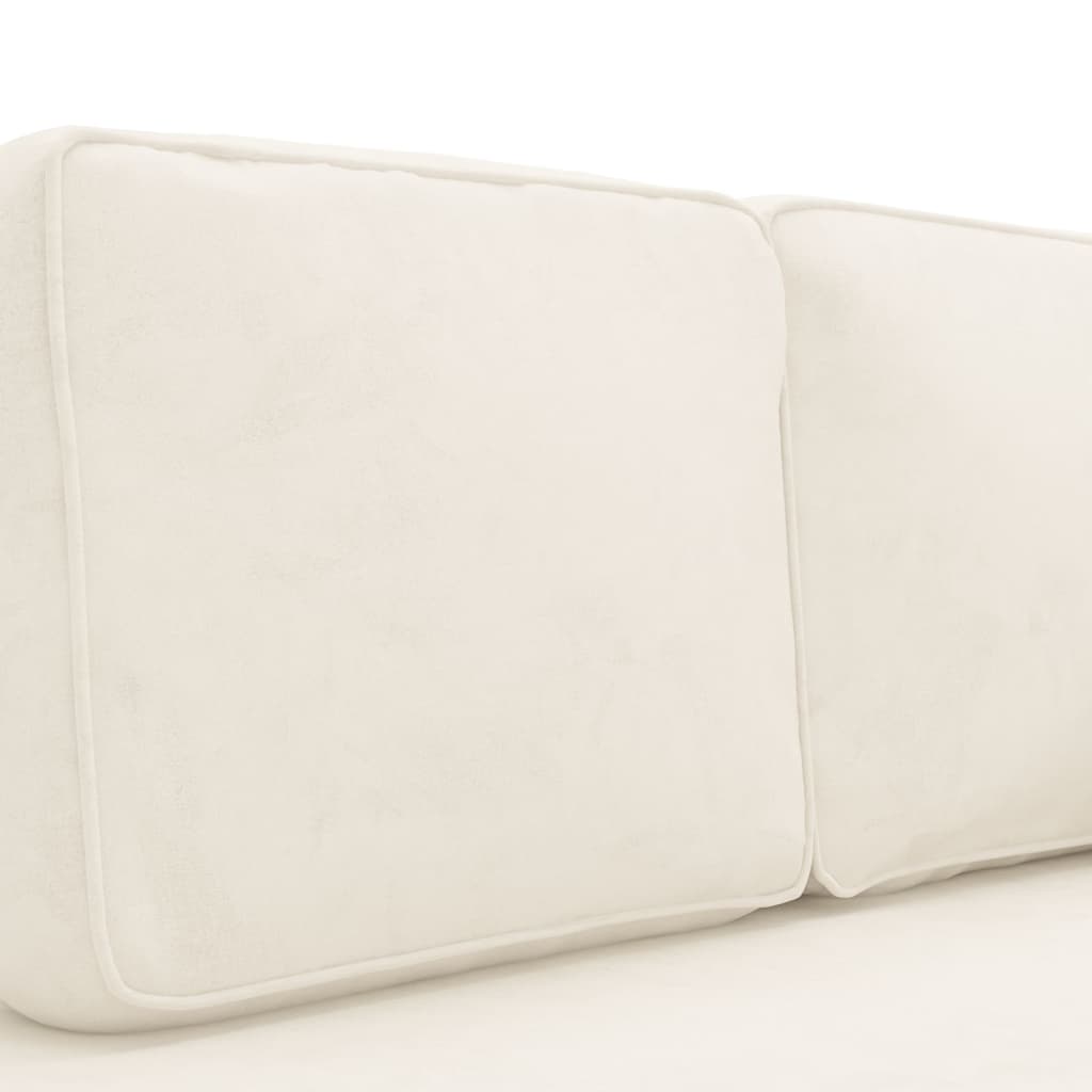 Chaise Lounge with Cushions and Bolster Cream Velvet