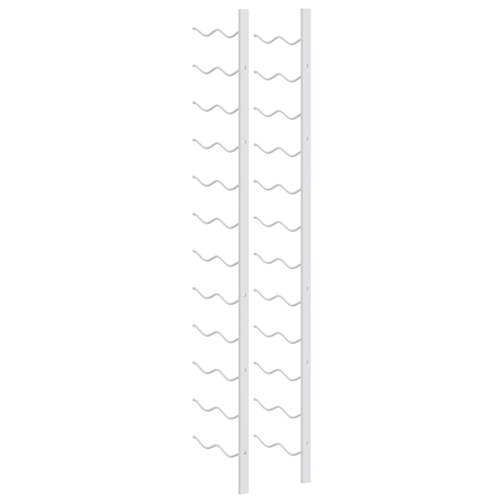 Wall Mounted Wine Rack for 24 Bottles 2 pcs White Iron