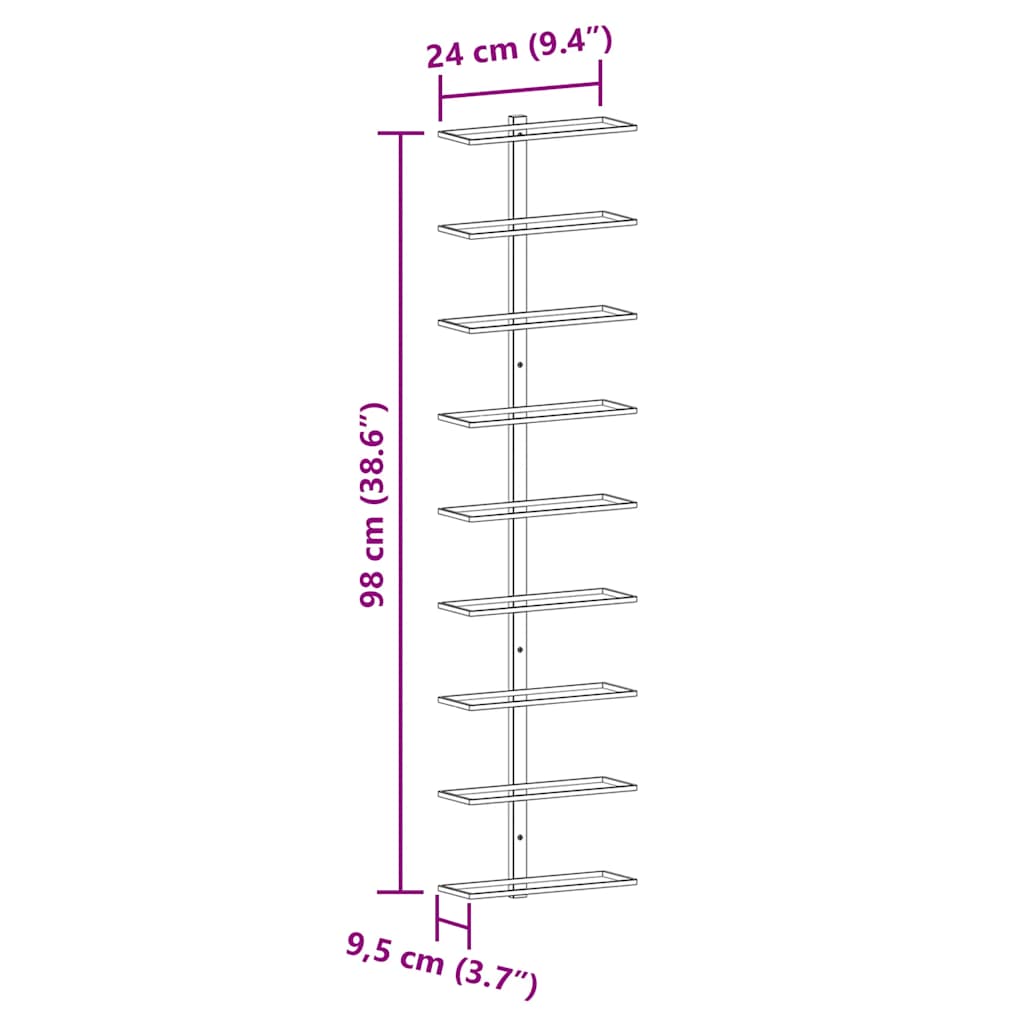 Wall-mounted Wine Rack for 9 Bottles 2 pcs White Iron