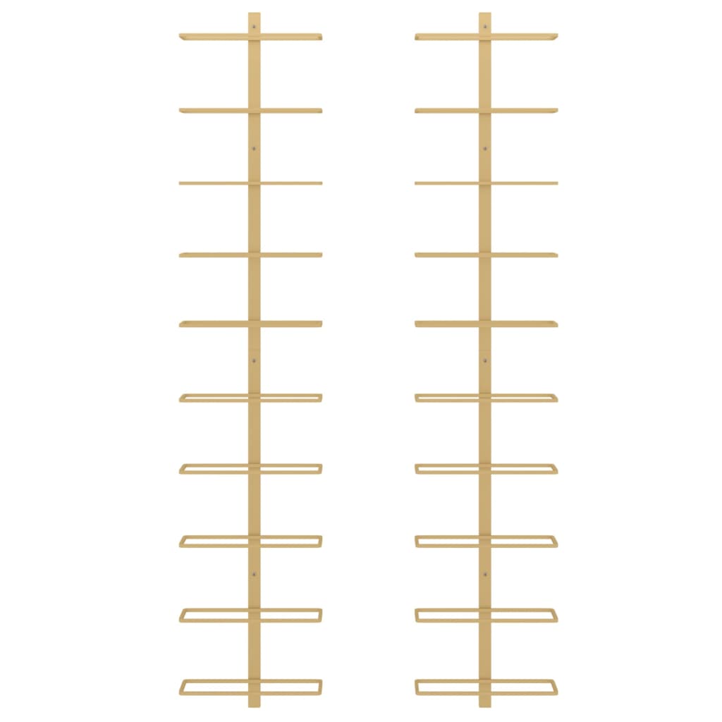 Wall-mounted Wine Rack for 10 Bottles 2 pcs Gold Metal