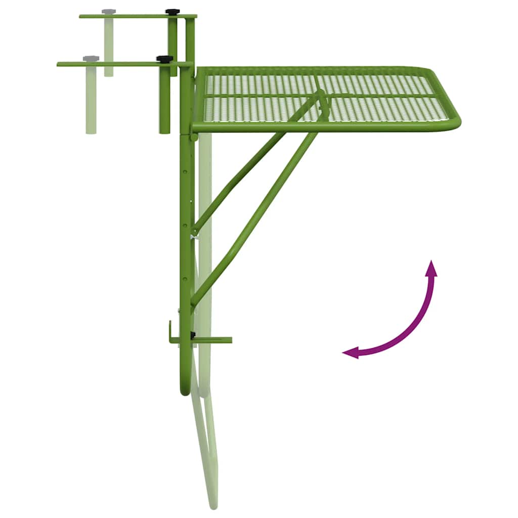 Balcony Table Green 60x40 cm Steel